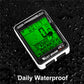 Waterproof bike speedometer computer with green LCD display and black bezel