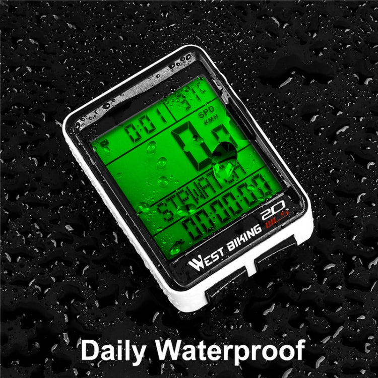 Waterproof bike speedometer computer with green LCD display and black bezel