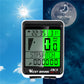 Bike speedometer computer with green LCD screen and square black frame