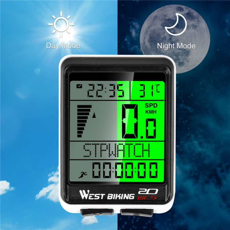 Bike speedometer computer with green LCD screen and square black frame