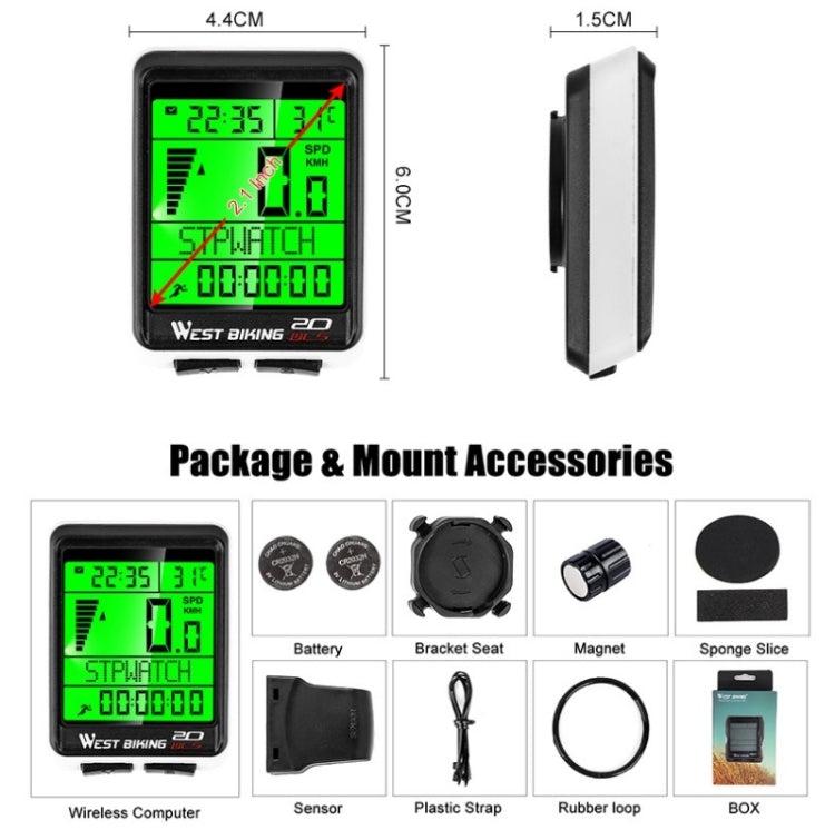 Bike speedometer computer with green LCD screen and side button set