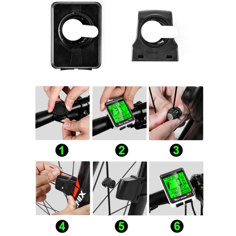 Bike speedometer sensor mount kit with speedometer and green LCD display