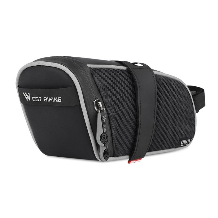 Bicycle tail bag, black with red edge and carbon-look side panel, top strap