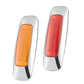 Pair of rectangular side marker lights: amber left, red right, chrome bezels