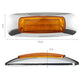 Amber rectangular side marker light with chrome housing; size dimensions shown