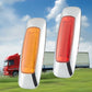 Two rectangular side marker lights: amber and red, chrome housings