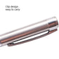 Ignition test pen with chrome clip, clear barrel window, and capped end