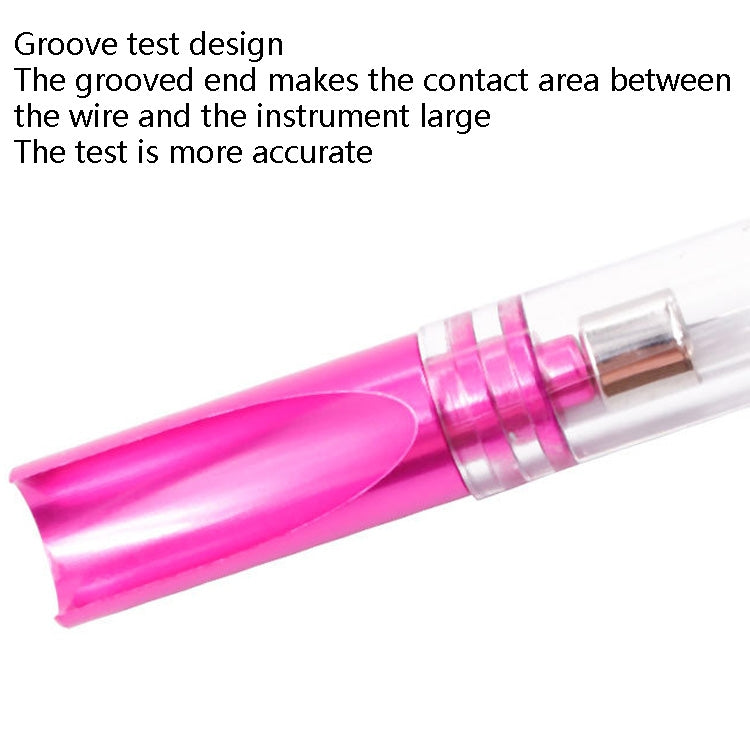 Automotive spark test pen with grooved contact end and pink insulation section