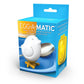 EGG-A-MATIC silicone egg mold set with white egg figure and metal spoon