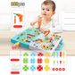 Children electric drill construction toy set, 189-piece pegboard with orange drill and part layout