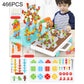 Children construction toy set, 466-piece pegboard with orange drill and large 3D build pieces