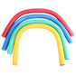 Rainbow-colored curved foam swim sticks, arched buoy shapes