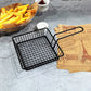 Wrought iron square wire grill basket with a grid bottom
