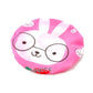 Pink rabbit cartoon shower bath cap, wide oval shape with elastic ruffle trim