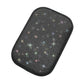 Car armrest box cushion with black base and silver rhinestone diamond pattern