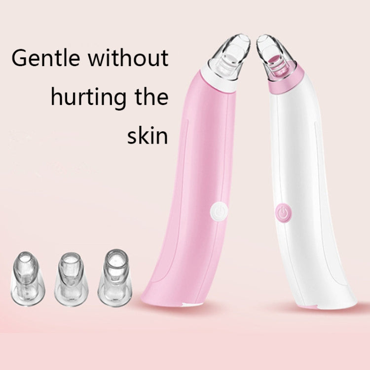 White and pink blackhead suction device set with two units and clear nozzle heads