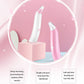 White and pink blackhead suction device shown standing side by side