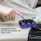 Black car USB charger with three blue ports and on-device control buttons