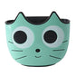 Green cartoon cat-face sink drain hanging basket with black rim and side hooks