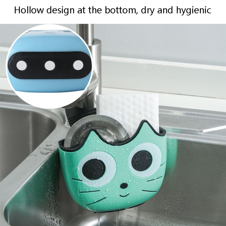 Green cartoon sink drain hanging basket with cat-face front and hollow base