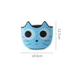 Blue cartoon cat-face sink drain hanging basket with black rim and ears