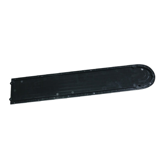 Long black battery compartment bottom cover panel with rounded edges and screw holes