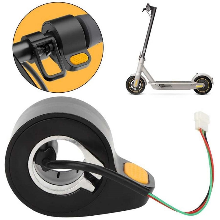 Ninebot MAX G30 thumb throttle accelerator with yellow button and cable connector