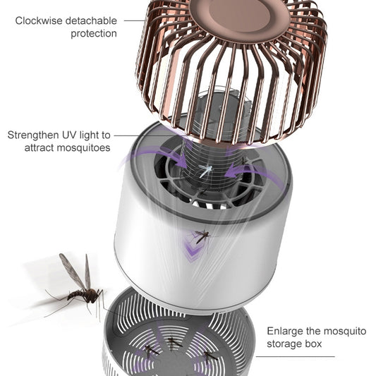 White mosquito killer with copper top UV grille and transparent airflow guard