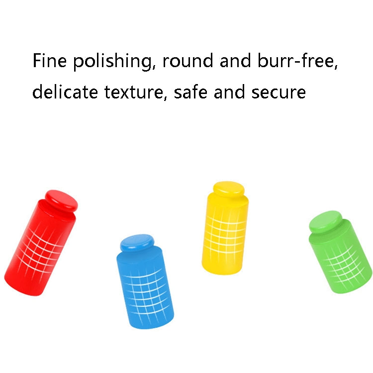 Colorful cylinder weight pieces for the wooden balance scale toy