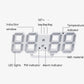 3D LED alarm wall clock, white body with gray segmented blank display