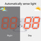 3D LED alarm wall clock showing orange 3D digits for day and night