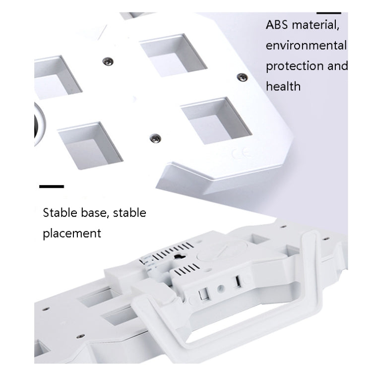 White 3D LED alarm wall clock with stable base and mounting back plate