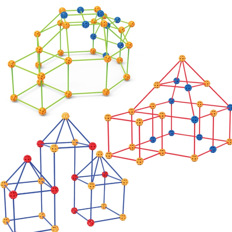 DIY play tent building toy showing cube, tent, and dome shapes with connectors