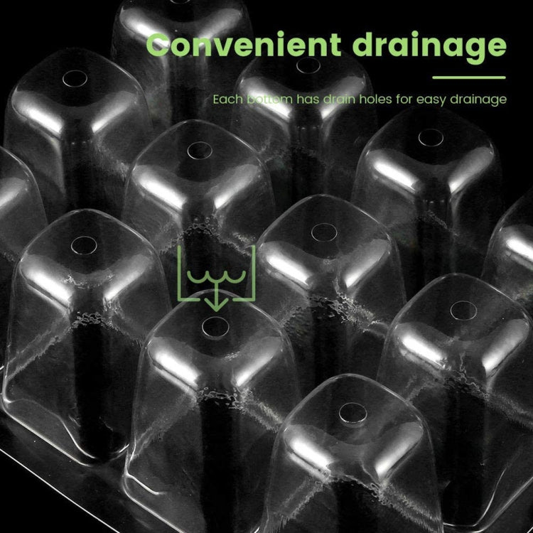 Clear plastic seedling propagation domes with ventilation drain holes