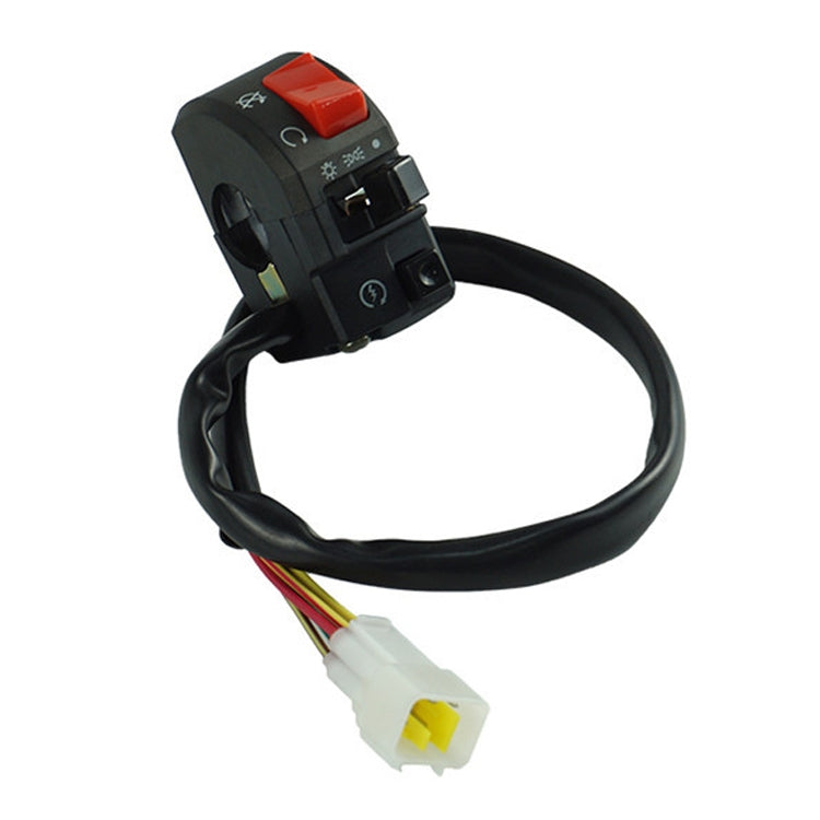 Motorcycle handle switch assembly with wire harness and white plug connector