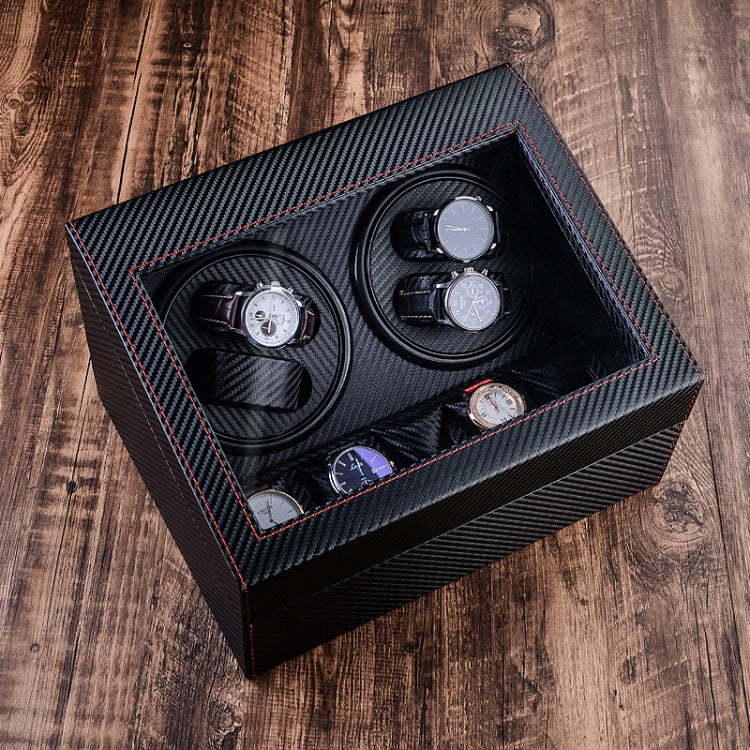 Automatic watch winder storage box with five rotating watch cradles, open