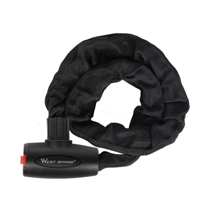 Black woven chain bicycle lock loop with black lock head