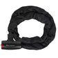 Black woven chain bicycle lock loop with black lock head and red marking
