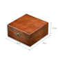 6-slot square wooden watch storage box with keyhole lock and flat tabletop lid