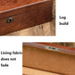 Wooden watch storage box close-up showing keyhole lock and tan interior lining edge