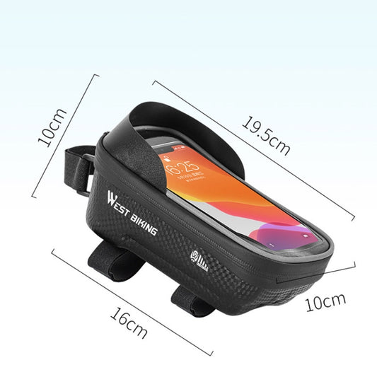 Waterproof front bicycle phone bag with clear screen pocket and adjustable strap mounts