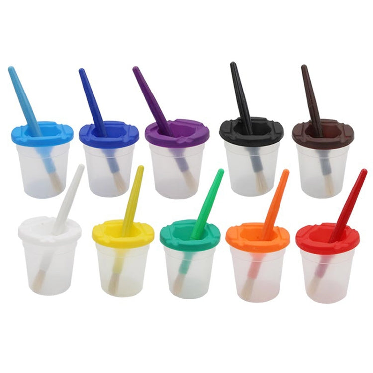 Children’s plastic paint-cup brush set, assorted colored cups and brush handles