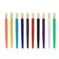 Set of children’s paint brushes with pale bristles and multicolor plastic handles
