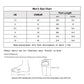 Men's shoe size chart with US, CN/EUR, and foot length measurements