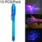 Blue UV invisible ink pen marker with click-top cap and translucent barrel.