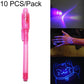 Pink UV invisible ink pen marker with click-top cap and translucent barrel.