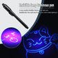 Invisible ink UV light marker pen, black pen with purple glow writing