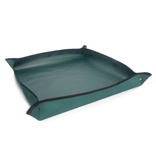Green planting soil seepage mat with raised edges and snap corner tabs