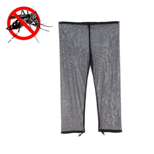 Gray anti-mosquito mesh pants with elastic cuffs and straight legs