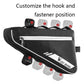 Black bike triangle bag with white stripe and adjustable hook-fastener straps